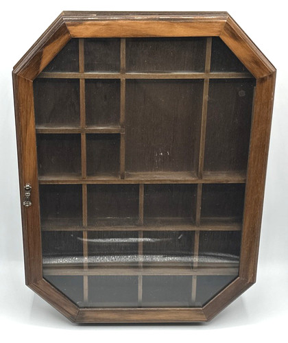 Vintage wood glass octagonal - wood, &
