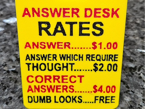 Answer desk sign - answer,