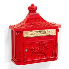 Vintage Victorian Style Red Wall Mounted Outdoor Letter Mail Post Box Lockable
