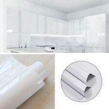 10/5m STICKY BACK PLASTIC VINYL WRAP FABLON GLOSSY WHITE SELF ADHESIVE FILM ROLL