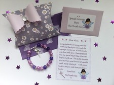 Personalised Tooth Fairy Letter, Bracelet, Gift Box, Tooth Fairy Gift, Purple