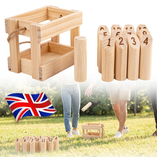 Wooden skittles garden game - garden,