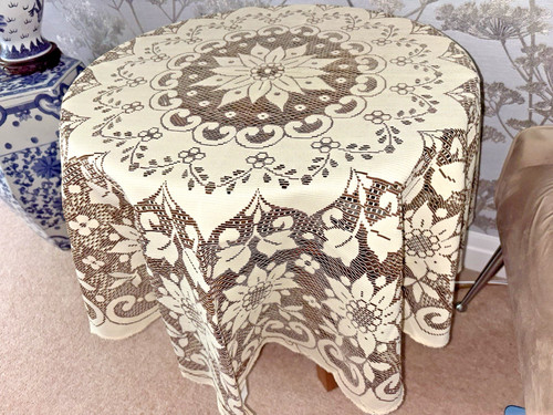 Vintage cream beige polyester - cream/beige,