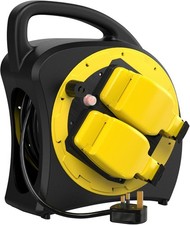 Outdoor Extension Lead 30M Weatherproof Garden Power Socket 2 Way Case Reel IP54