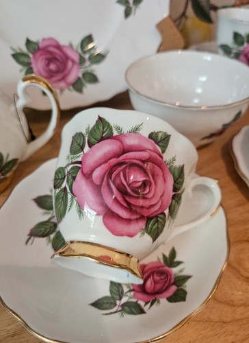 Bone china pink rose - rose, afternoon