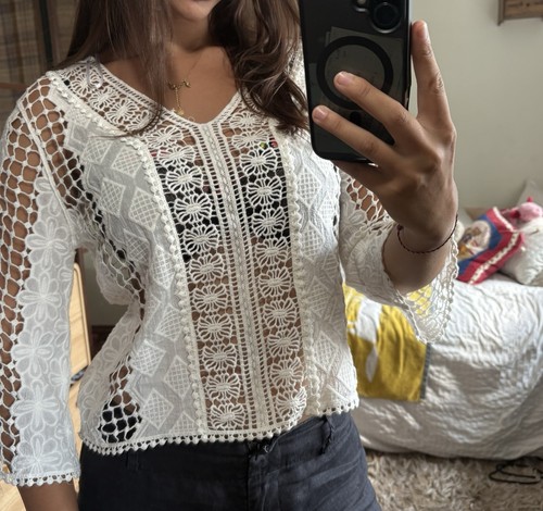 White crochet lace top size - crochet,