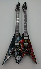 Miniature Guitar (24cm Tall) : MEGADETH DEAN DAVE MUSTAINE TWIN NECK DIADEM