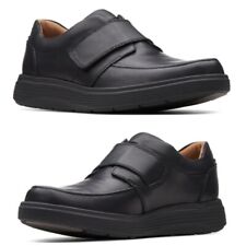 Clarks Un Abode Strap BLACK LEATHER shoe LIGHT-WEIGHT Men WIDE-FIT UK-12 H  47 W