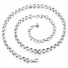 Women’s Silver Chain Belt with Diamante Crystals for Clothing Dress Party Wear