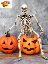 Human Skeleton Full Life Size Poseable Halloween Party Prop Haunted House Decor