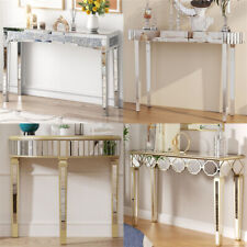 Venetian Mirrored Console Table Modern Glass Entryway Table Geometric Side Table