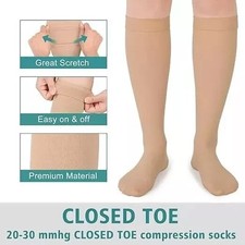 Medical Compression Socks for Women & Men Varicose Veins Fatigue Flight Travel