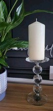 Beautiful Glass Three Ball Pillar Candle Holder