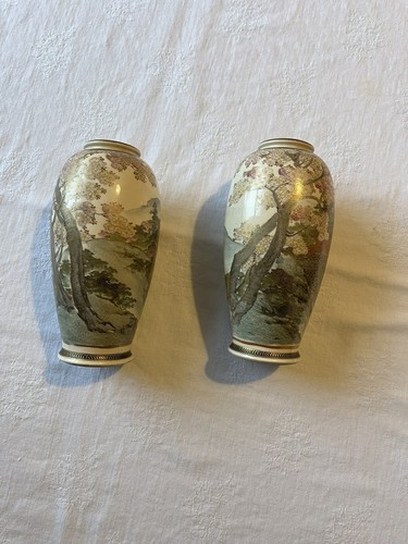 Pair japanese satsuma vases - of,
