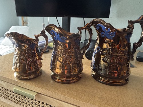 Antique copper lustre jugs - antique, –