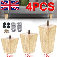 Set of 4 Wooden Legs Square Tapered Feet Cabinet Bed Sofa Furniture Replacement