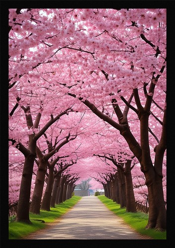 Serene cherry blossom framed - serene,