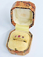 STUNNING ANTIQUE EDWARDIAN 18ct GOLD  RUBY & DIAMOND RING Size P 1/2   5.5grams