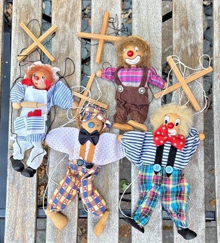 Vintage clown marionette - vintage,