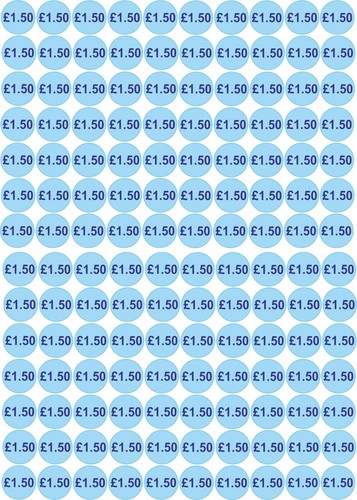 Price sticker ice cream - price, £1.50