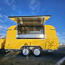 Airstream Inspired Yellow Food Trailer Oval Mobile Concession Catering Kitchen