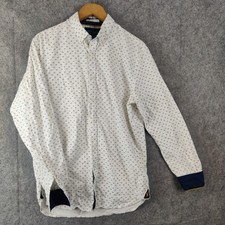 JOULES Men's White Umbrella Print Long Sleeve Regular Cotton Shirt Size Medium M