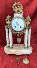 Nice French Antique Marble Portaco 8 Day Mantle Clock