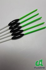 5x `DL` HAND MADE POLE FLOATS  `Self Cocking Slim Paste Floats`Green Tips.