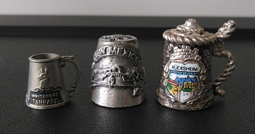 Two vintage pewter thimbles - vintage,