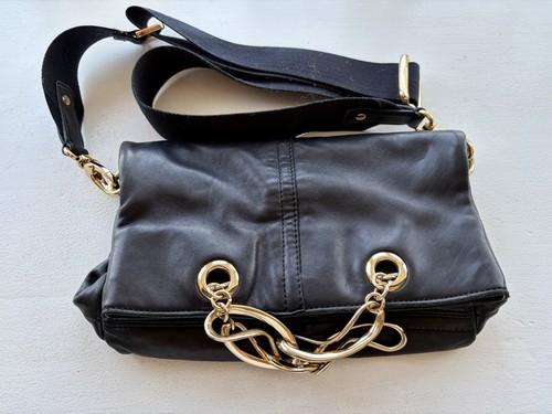 Dkny black leather handbag - leather,