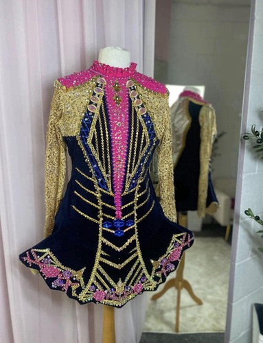 Navy velvet gold lace - velvet,,