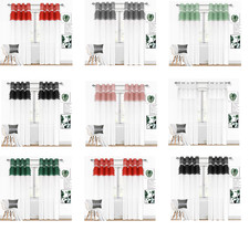 PAIR READY-MADE NET CURTAINS Diamante Sparkle JEWEL VOILE EYELET