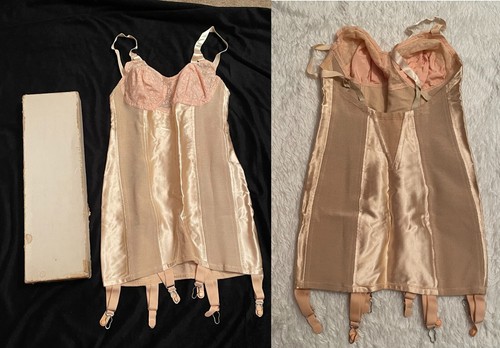 Rare nib vtg satin - vtg, corselette