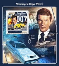 Roger Moore CITROEN 2CV & LOTUS ESPRIT S1 Car Stamp Sheet (2017 Central Africa)