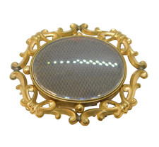 Victorian Large Gold Plated Hairwork Mourning Locket Brooch Antique c1880