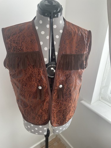 Cowboy style fringed waistcoat - cowboy,