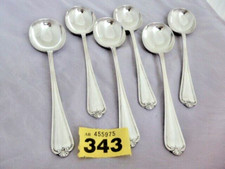 6 VINTAGE SILVER ENCORE PLATE EPNS LONG HANDLE SOUP SPOONS 7.85"  THOMAS TURNER