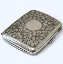 Antique Hallmarked Silver Ornate Small Cigarette Case 60g 1914 Birmingham NB250