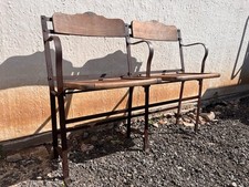 Antique Vintage 1930's French Theatre Cinema Folding Seats Wrought Iron Chairs