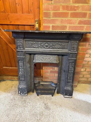 Black cast iron fireplace - iron,