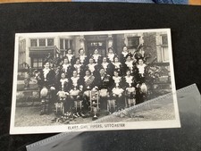 Old Staffordshire picture  postcard  Uttoxeter Else’s Girl Pipers , Bagpipes .