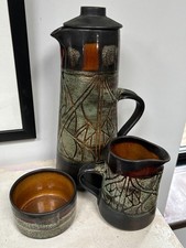 Newlyn Celtic Studio Pottery Coffee Pot, sugar bowl, milk jug