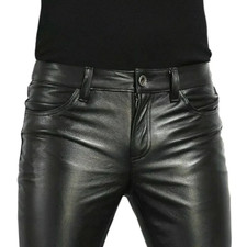 Mens Black Leather Trousers
