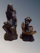 2xVintage Heredities ColdCast Resin Bronze Sculptures’spring Awakening &The Kiss