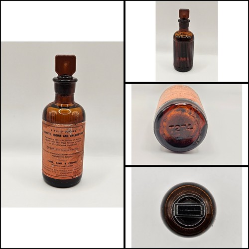 Vintage brown glass dentists - brown,