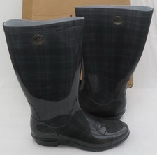 LADIES GENUINE UGG BLACK AND GREEN TARTAN CHECK WELLIES SIZE UK 7