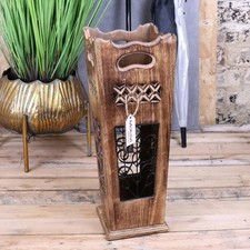 Gangotri Umbrella Stand Mango Wood Jali Leaf Design Cane Walking Stick Home