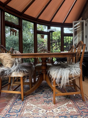 Yew table and chairs with - and,