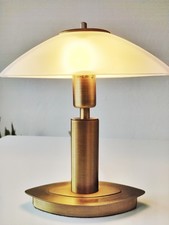 Vintage Brass Table Lamps Pair - Opaline Glass - Scandinavian Design - Rare Set