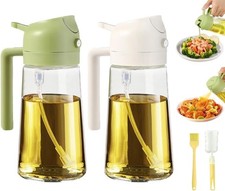 2Pack 2-in-1 glass Oil Spray Bottle BBQ Cooking Olive Sprayer Dispenser 470ML